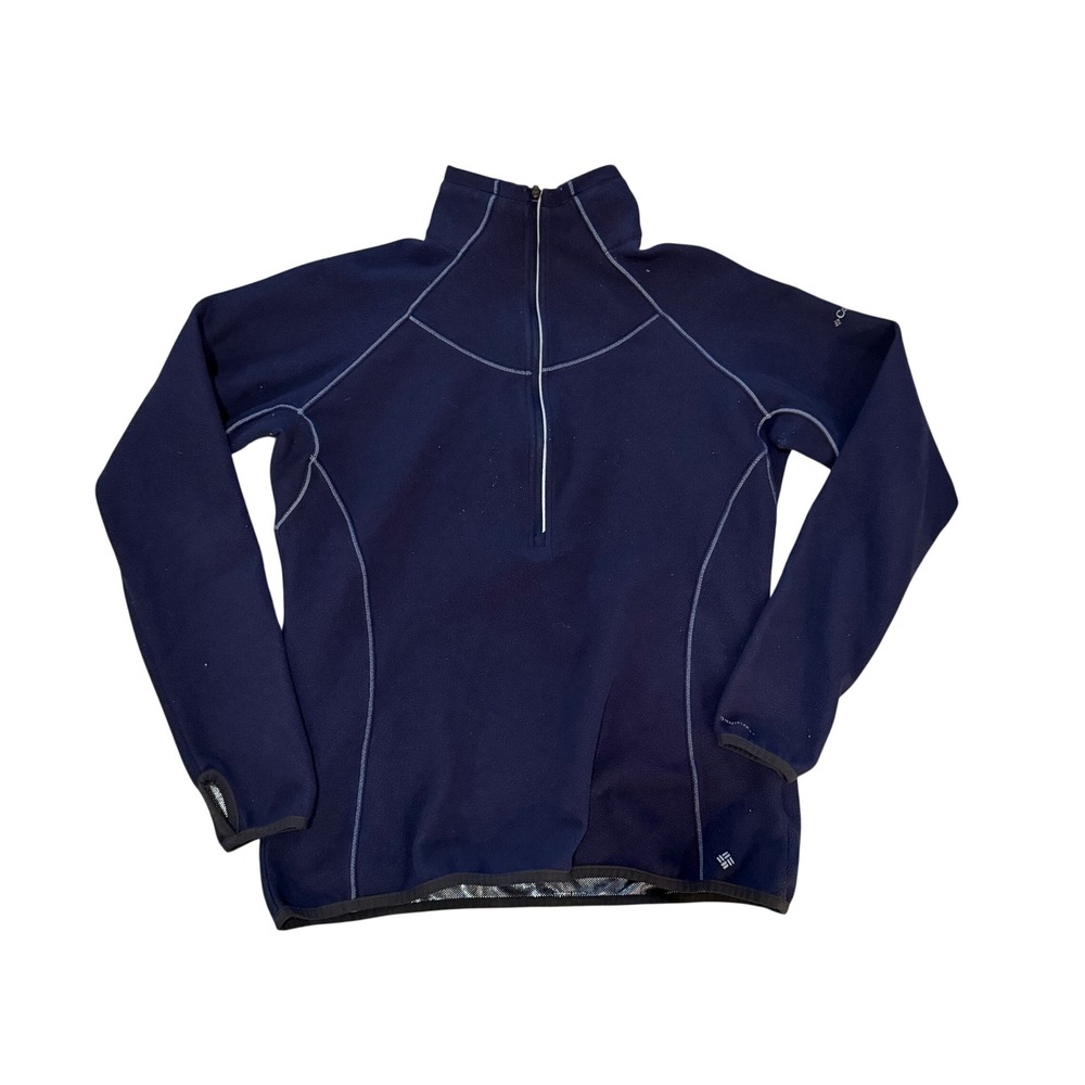 Columbia Titanium Omni Heat Fleece Quarter Zip Pullover Navy Blue Womens Large